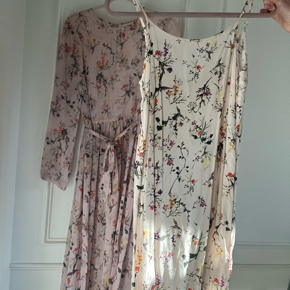 Floral Long Sleeve and Sleeveless Dress Set - Pink and Cream Easter Mother’s Day